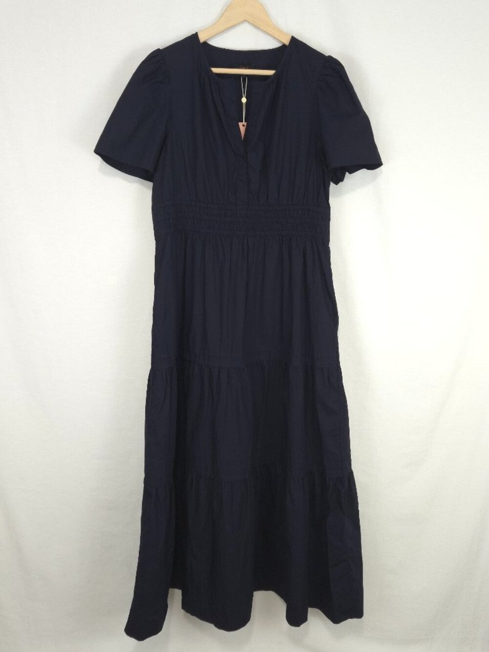 Quince Women's 100% Organic Cotton Tiered Maxi Dress In Navy